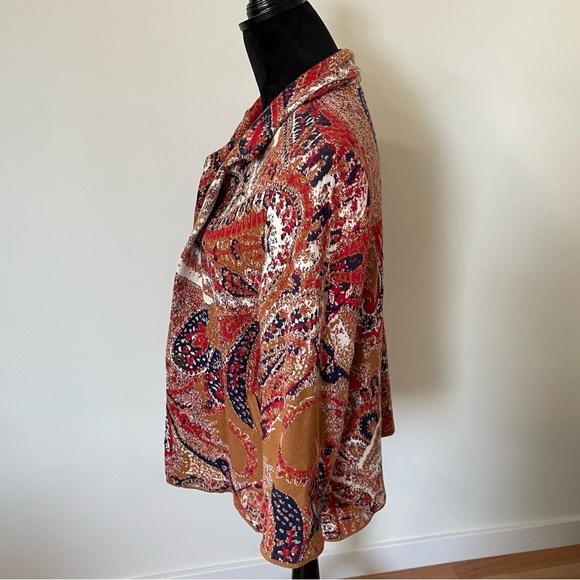 Anthropologie Moth Paisley Intarsia Sweater Knit Cardigan Cotton Blend Jacket M - Picture 6 of 12